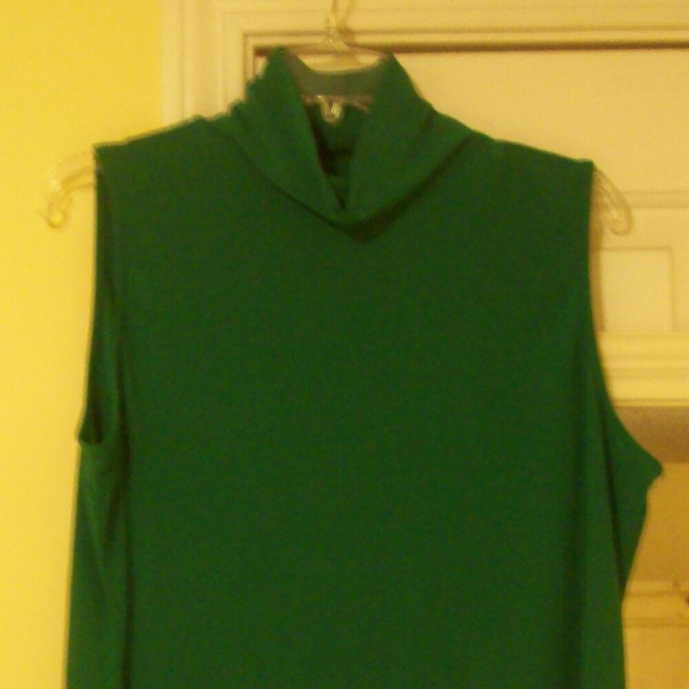 "CeCe" Women's Bright Green Sleeveless Mock Turtle Neck Tunic, XL